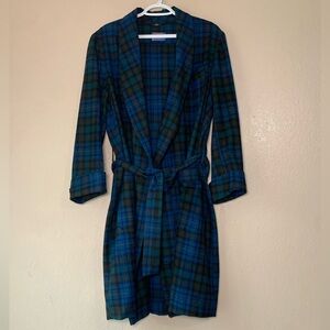PENDLETON 100% Pure Virgin Wool Plaid Belted Quiet Luxury Bathrobe Size M